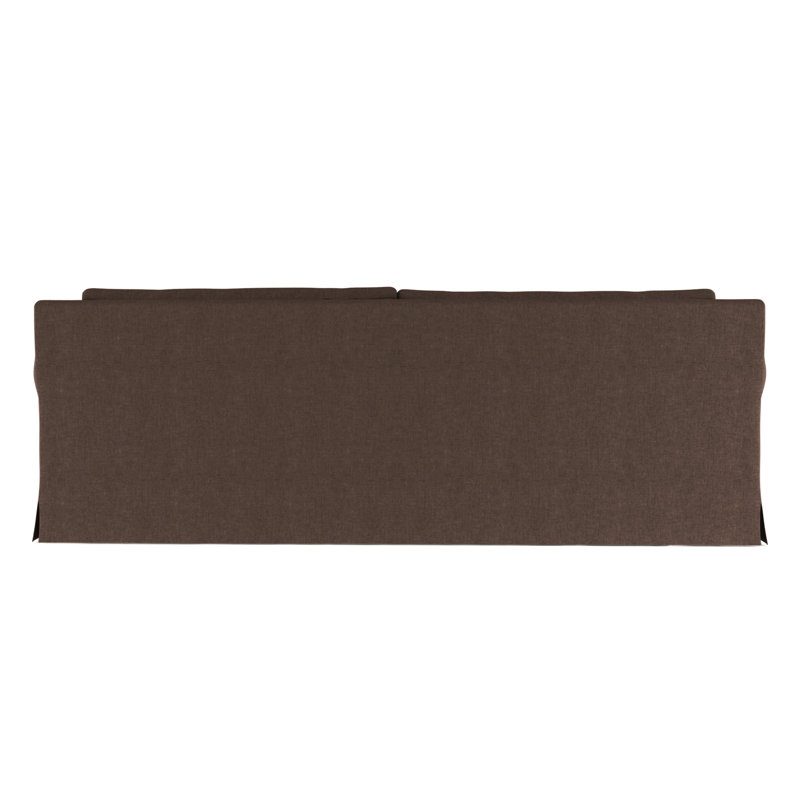 Ludlow Rolled-Arm Skirted Sofa, Box Weave Linen Blue Print, 34" H x 96" W x 38" D, Weathered