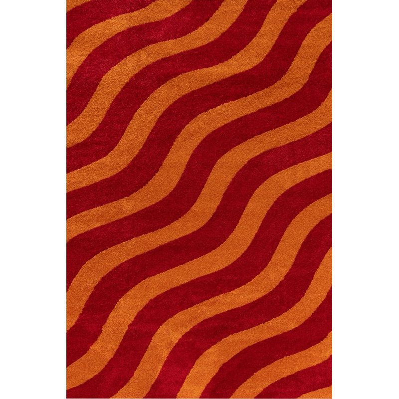 Joli Wavy Area Rug Soft Dense Pile for Living Rooms and Bedrooms, Rectangle 160 x 230 cm, Red/Orange