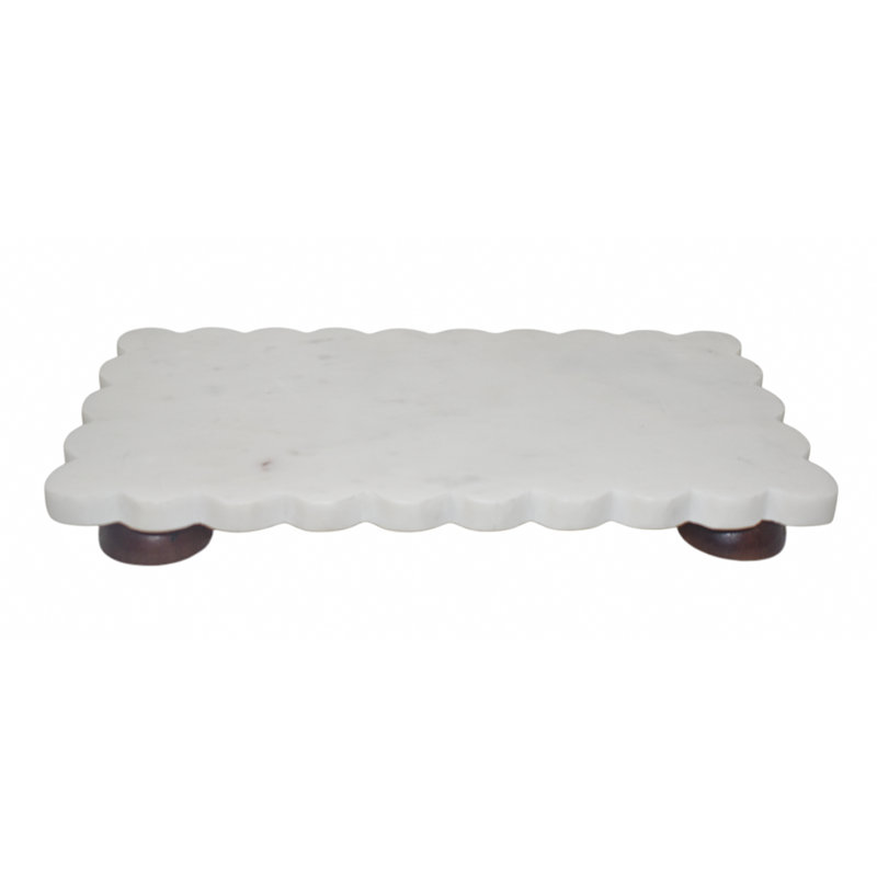 Cheese Platter White Marble With Wood Legs