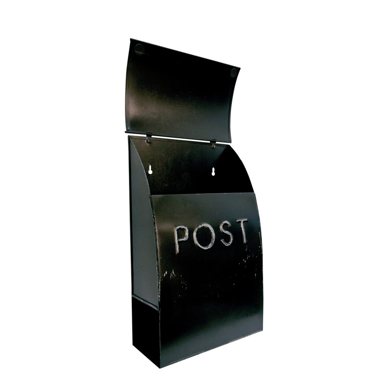 Rustic Black Steel Wall Mounted Mailbox with Newspaper Holder