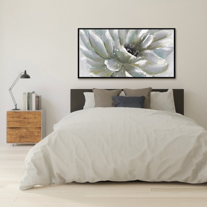 White chrysanthemum - 24"x48" Framed canvas