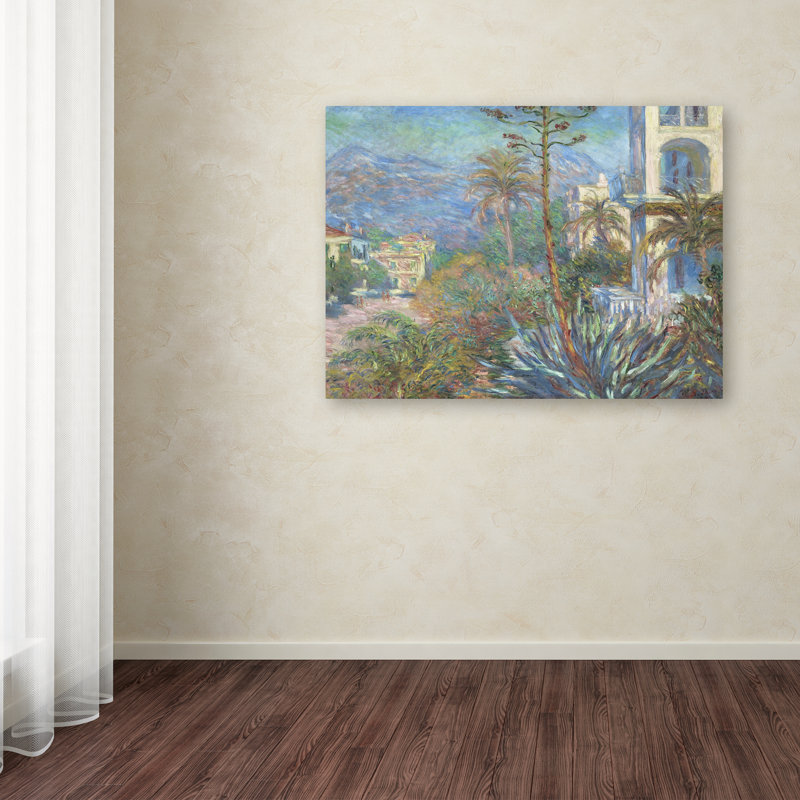 Art mural sur toile tendue - "Mur At Bordviera" de Monet pour décor de salon, de chambre à coucher ou de bureau - 35 x 47