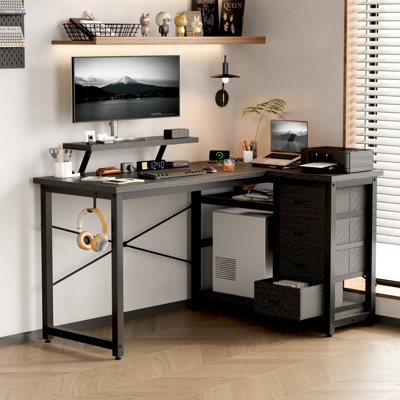 L-Shaped Metal Base Computer Desk
