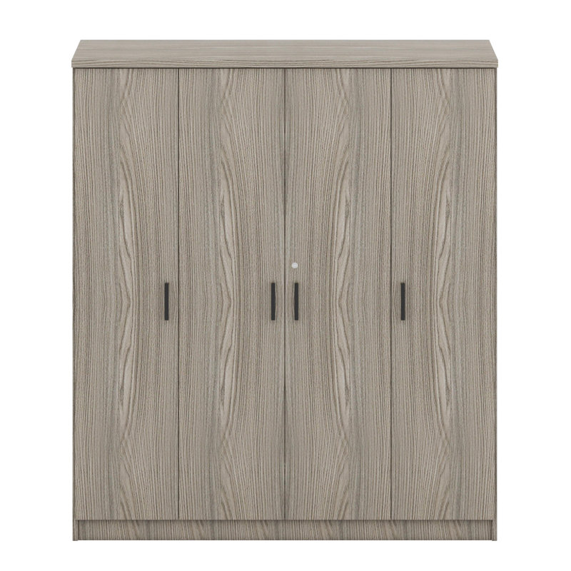 Armoire fonctionnelle à 4 portes avec tiroir pratique, Gris