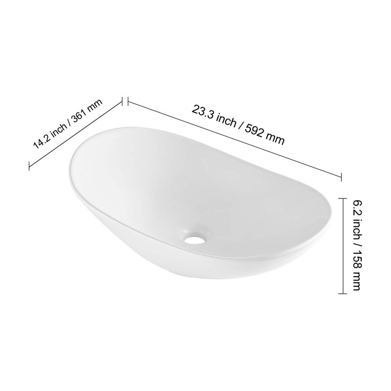 Évier vasque en céramique moderne avec protection anti-éclaboussures profonde