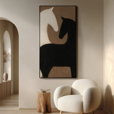 Extra Large Wall Art Fabric Print - Abstract Horse Animal Artwork Artwork Decor for Living Room or Bedroom - "Frame Assembly Required (Unfinished Frame)"