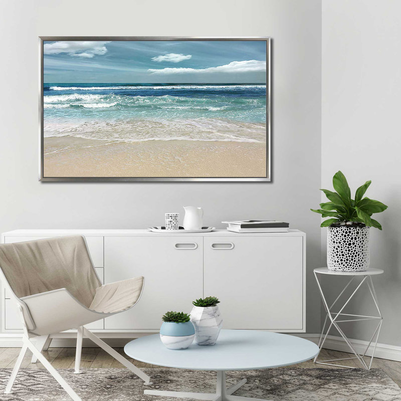 Symphonie de la mer par Nan - photographie, H 21,5 po x l 33,5 po x P 2 po, Cadre flottant argent