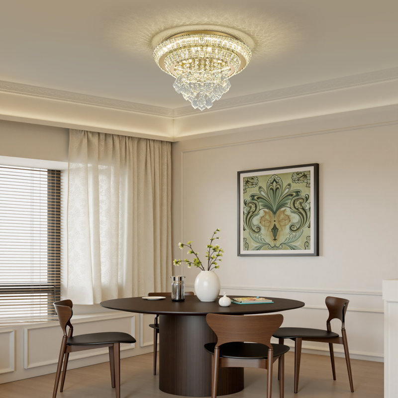 Plafonnier encastré en cristal 18 po, 2400, H 10,3 po x l 18 po x P 18 po