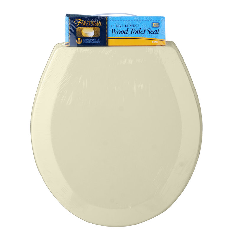 Ensemble de siège de toilette en bois avec couvercle Fantasia, Os, 17 po standard