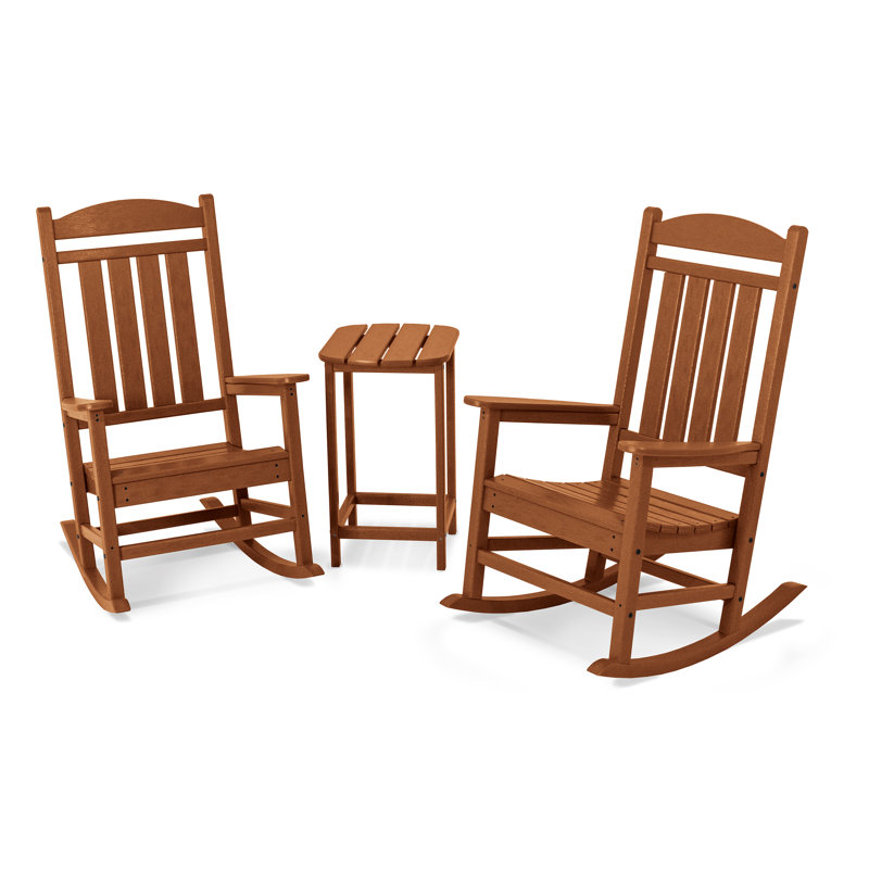 POLYWOOD Presidential Rocker 3-Piece Set, Teak
