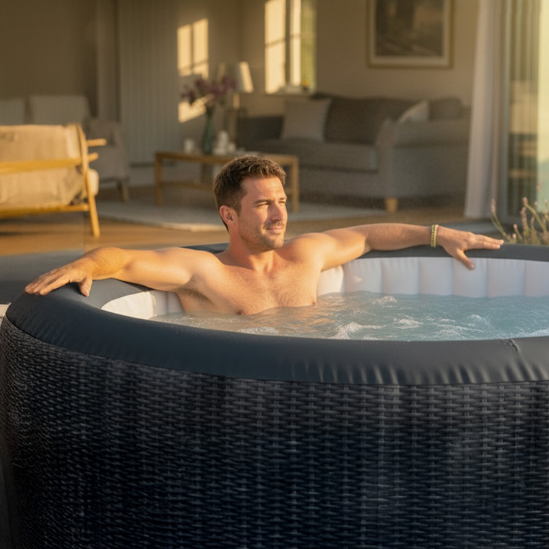 WAVE 3 Person 130 - Jet PVC Round Inflatable Hot Tub, Slate Rattan