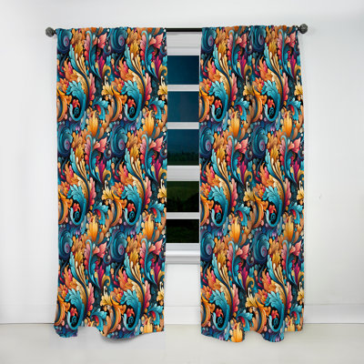 Burand - Rideau floral - Rideau floral obscurcissant - 1 panneau
