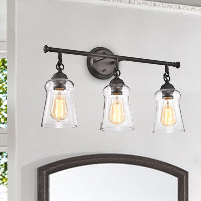  CHERYL 23" W Contemporary Bath Vanity Fixture 3 Light Rubbed Bronze Bathroom Light