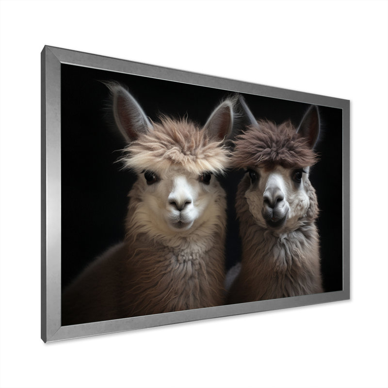 Deux Alcapas gracieux gardiens I - impression, Cadre photo argenté, H 16 po x l 32 po x P 1 po