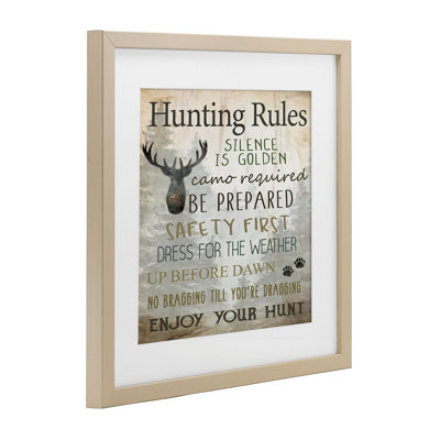 «Hunting Rules Rustic List», reproduction sous verre encadrée, conception de Kim Allen