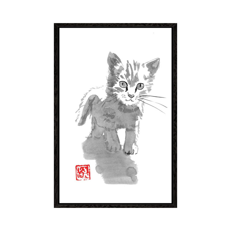 Little Cat by Péchane - Painting on Canvas, Black Framed, 152.5 cm H x 101.5 cm W