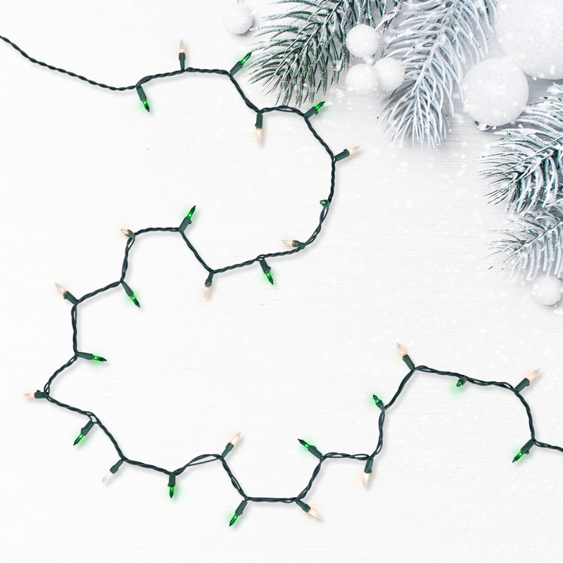 Mini ensemble de lumières de Noël - fil vert, 135", Vert/transparent