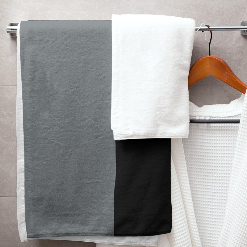 Anaheim Lightweight Bath Towel, Silver/Black/Silver, Microfiber
