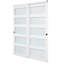 Porte de placard coulissante, 60 po (double 31 po) x 80 po, portes coulissantes en verre givré 5-Lite avec trousse de quincaillerie et guide de plancher, dalle en bois massif et panneau de fibres à densité moyenne avec surface en PVC imperméable pour les chambres de garde-robe