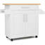 Îlot de cuisine sur roulettes, chariot de rangement à roulettes avec grande armoire, tiroir, support à épices et porte-serviettes, utilitaire de service de cuisine, tablette réglable à 3 positions (blanc)-200412497