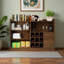Buffet avec 2 portes coulissantes en verre rayé, armoire de rangement autoportante pour le vin, les livres ou les articles de bar, vitrine minimaliste moderne pour le salon, la cuisine ou le bureau
