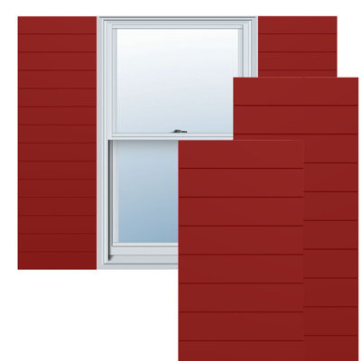 True Fit PVC Horizontal Slat Modern Style Fixed Mount Shutters
