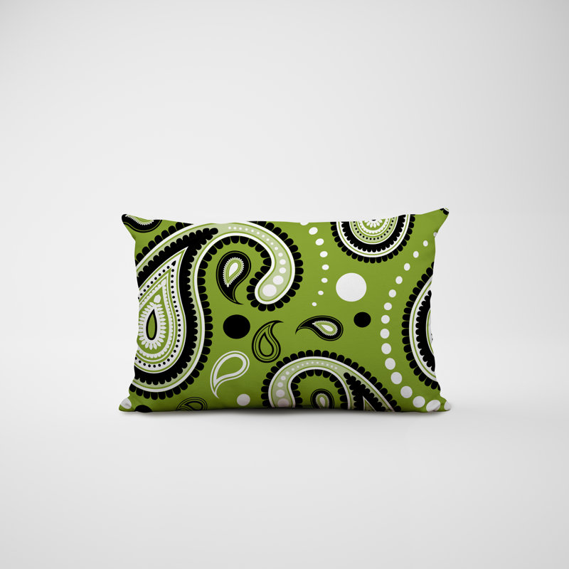 Paisley Outdoor Reversible Throw Pillow, Chartreuse