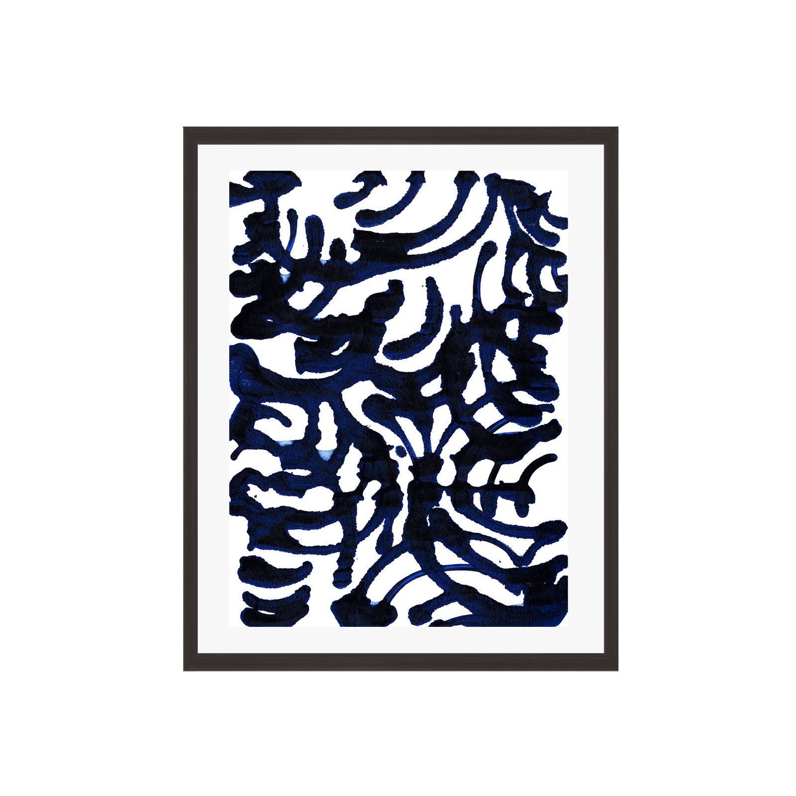 Indigo Swirls I Painting by Jodi Fuchs, 32"H x 48"W, Gold