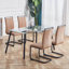Set of 4 Side Chairs with Brown-Toned Fabric Upholstery, High Back and Black Metal Legs for Dining Room or Kitchen