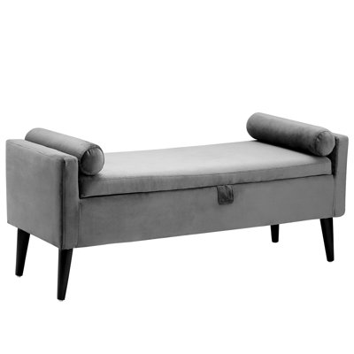 Banc de rangement rembourré Aslyn avec dessus de lit et repose-pieds 47 po avec 2 coussins ronds