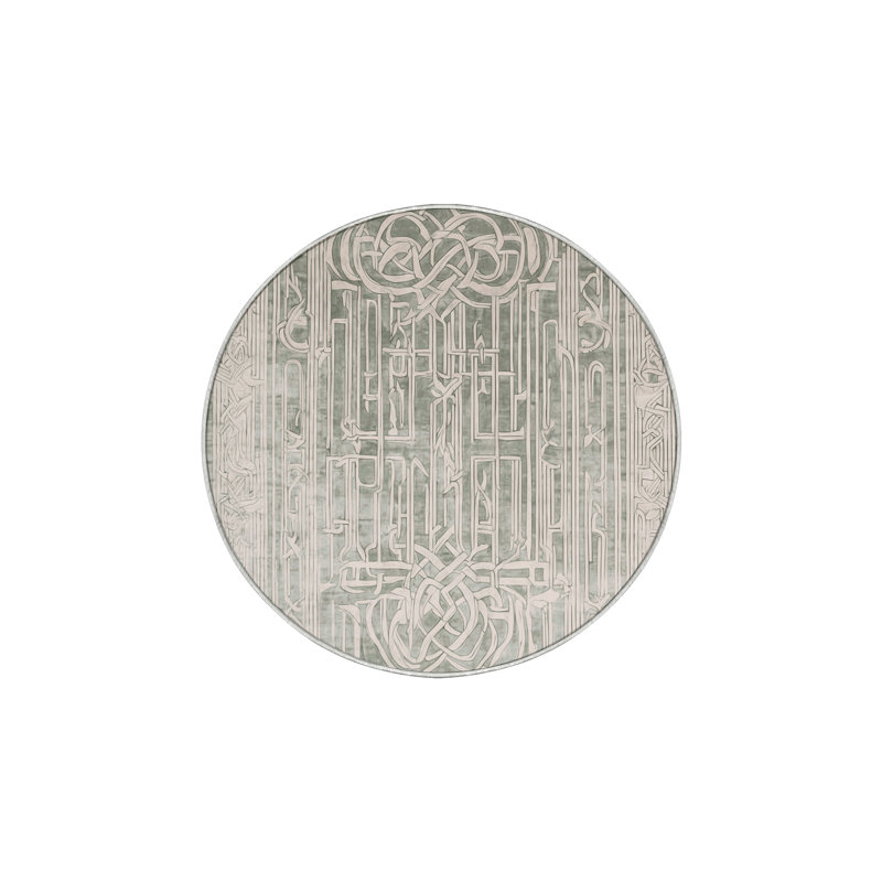 Machine Washable Beige Area Rug, Round 5'