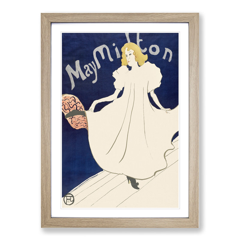 May Milton by Henri De Toulouse-Lautrec - Picture Frame Graphic Art, Oak Framed, 36cm H x 27cm W x 2cm D