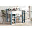 Lit mezzanine double en bois avec tablettes de rangement intégrées