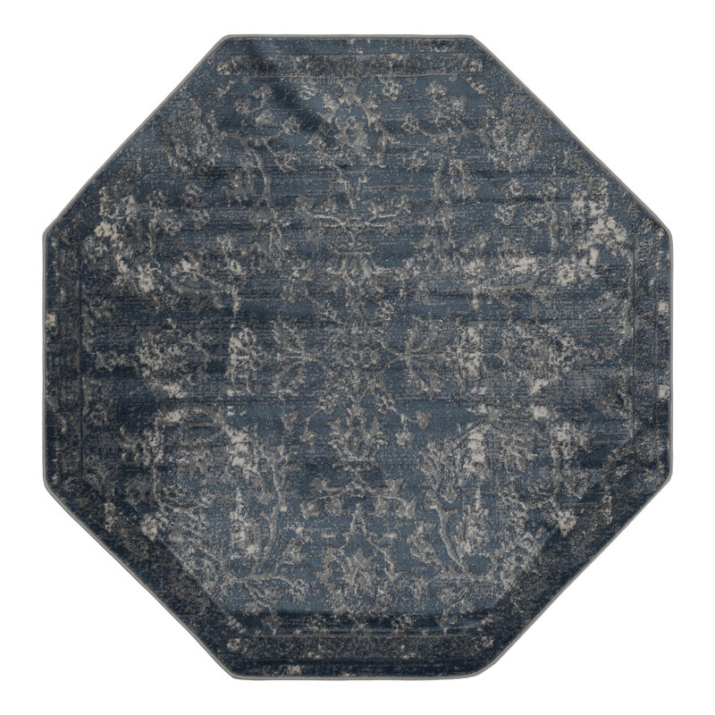 Charters Towers Oriental Blue Area Rug, Octagon 5'3" x 5'3"