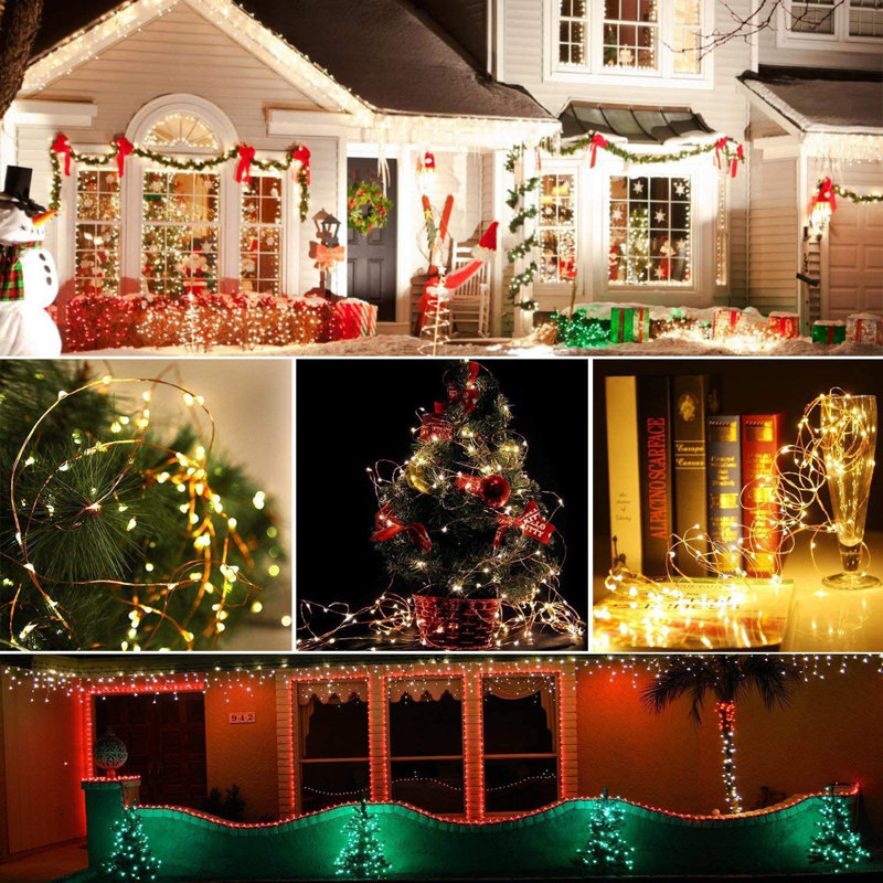 Dametria 66 ft Solar  String Light  200 - Bulb LED  Fairy String Lights Holiday Decorations, Yellow