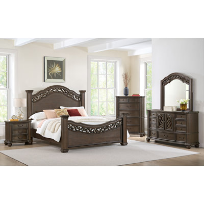Gurvansh Panel 5PC Bedroom Set In Mahogany