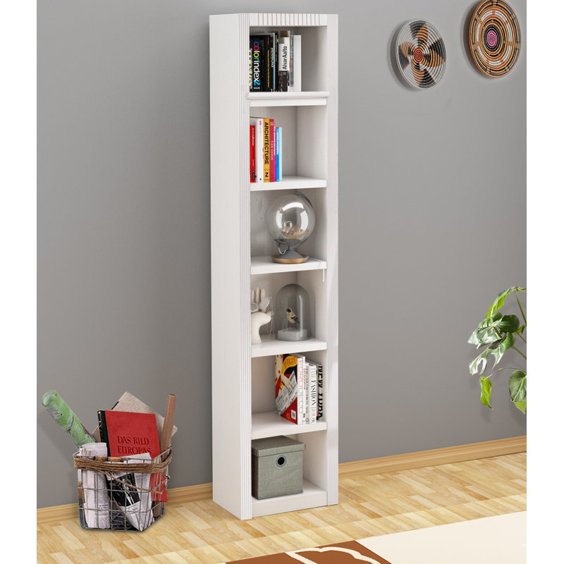 Elona 213cm H x 47cm W Solid Wood Standard Bookcase, White Lacquer
