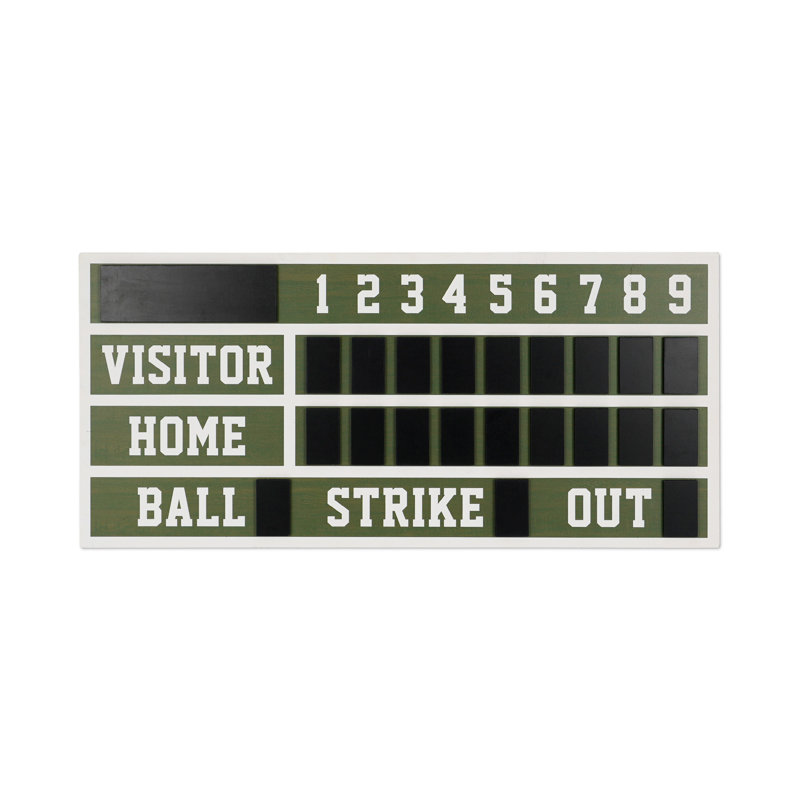 Baseball Scoreboard Sign Wood Wall Decor, Green/White