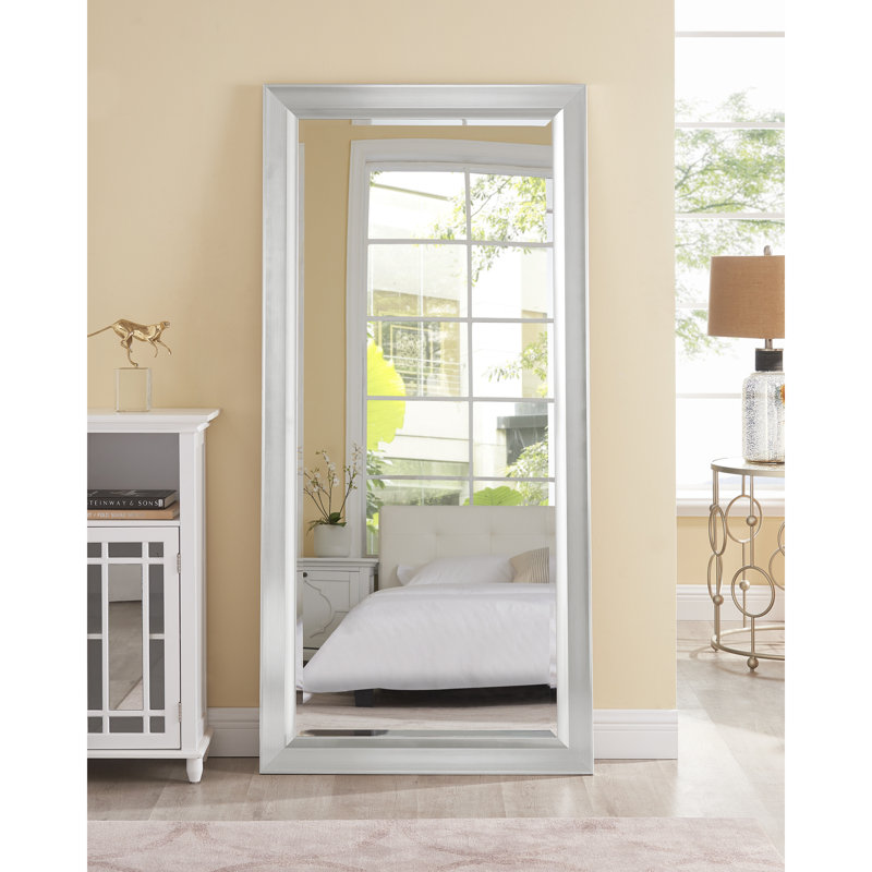 Grand miroir de sol surdimensionné Starkweather, Argent