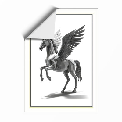 Pegasus in Flight Japandi - Framed Print