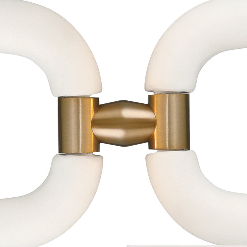 Arras 9-Light Chandelier, H 14,25 po x l 22 po x P 22 po, Blanc laiteux, Laiton vieilli