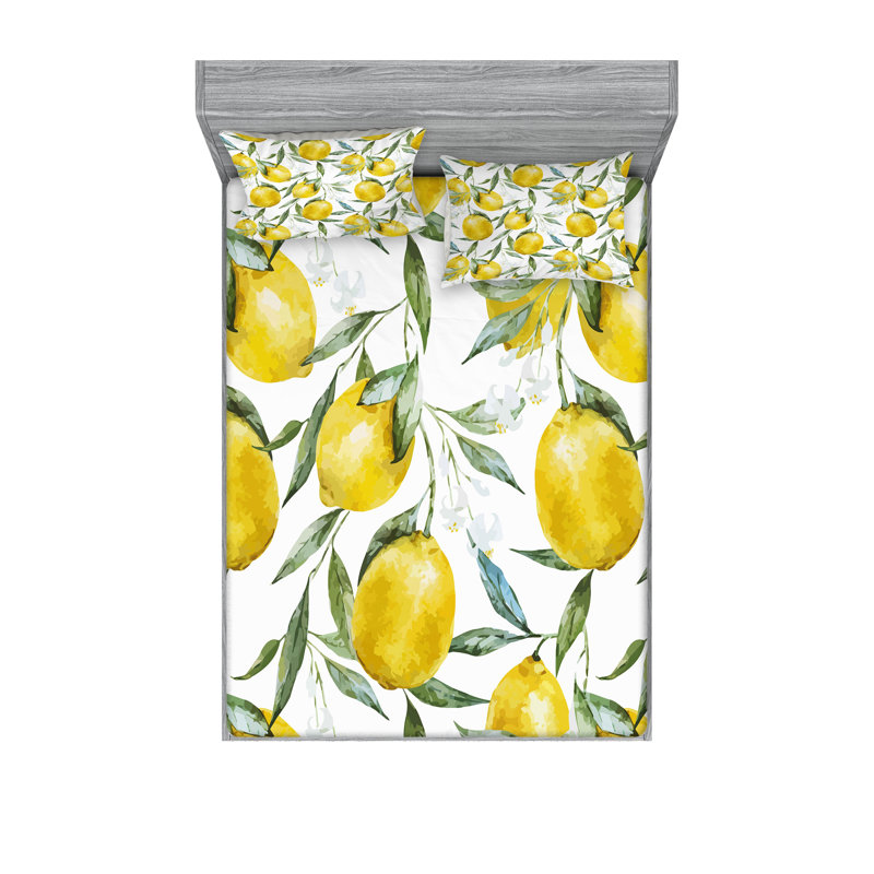 Ensemble de draps et taies décoratives Ambesonne Garden, vert olive, jaune