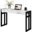 Monterey Console Table With White Faux Marble Top And Black Frame, 2-Tier Shelving, Solid Wood Construction