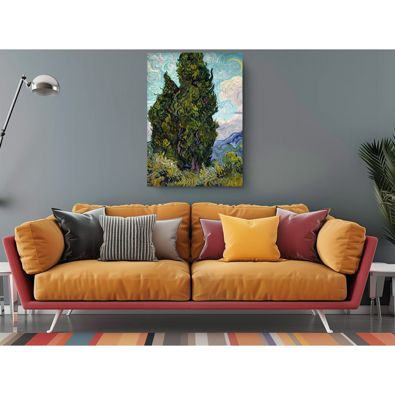 Reproduction de cyprès par Vincent Van Gogh - peinture sur toile tendue, H 24 po x l 16 po x P 2 po