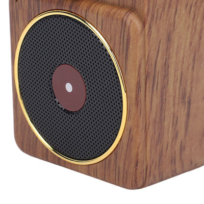 Retro Music Speaker Bluetooth V5.0 Portable Wireless Magnetic Back Wooden Grain Metal Gloss Knobs