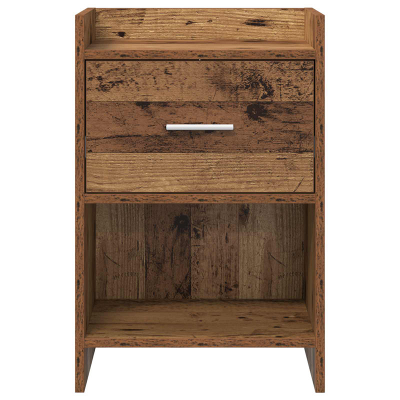 40cm W Composite Bedside Table, Old Wood