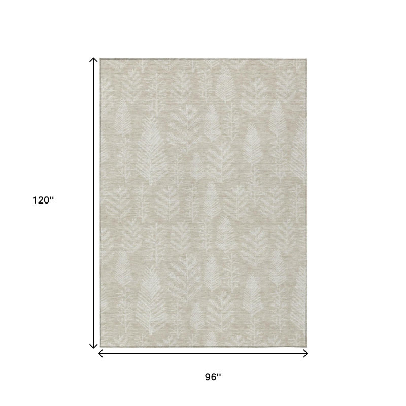 Tapis intérieur/extérieur lavable beige et ivoire à motifs d'arbres, 2,44 m x 3,05 m