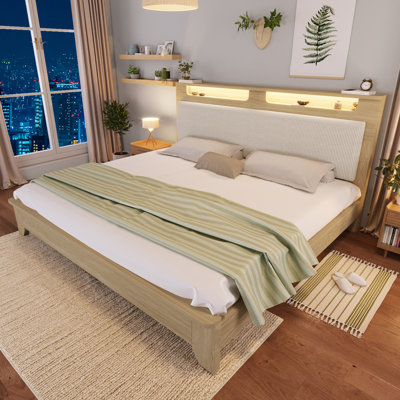 Wood Bed With Headboard Storage