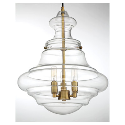 Luminaire en laiton naturel à 3 lumières Meridian Millom