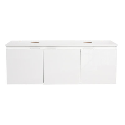 Meuble-lavabo mural flottant 48 po et porte d'armoire à fermeture en douceur (sans le lavabo)